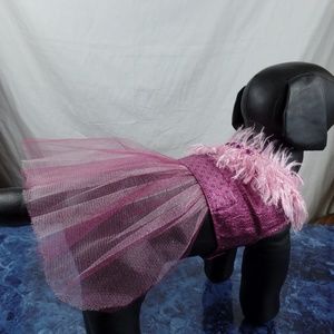 Metallic pink dog party dress with pink rhinestones dog clothes x small nwot